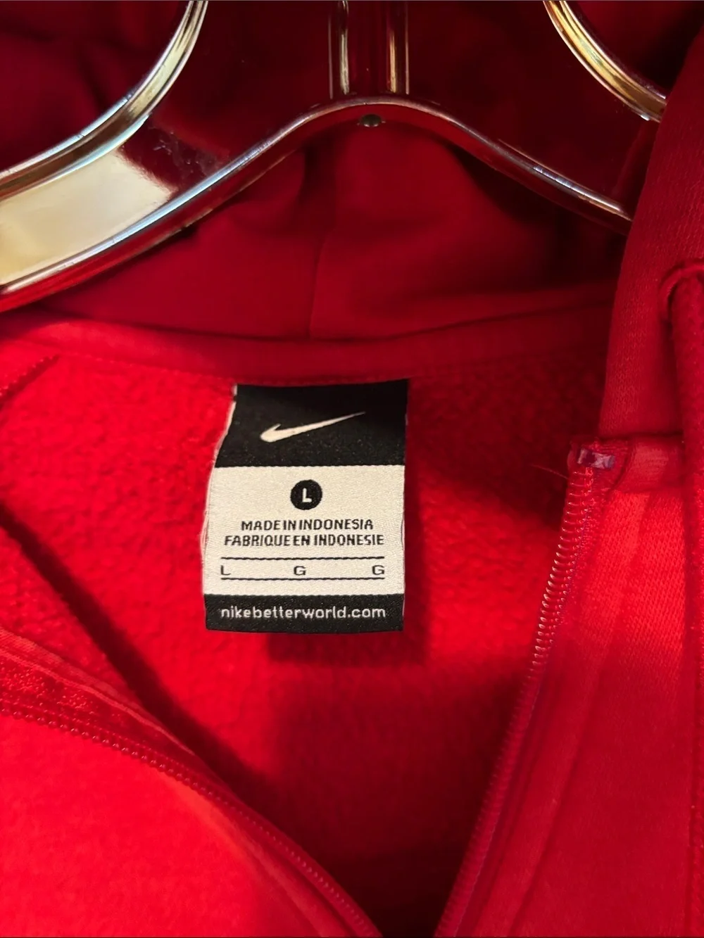 Nike Red Full-Zip Hoodie Jacket with Hood and Pockets